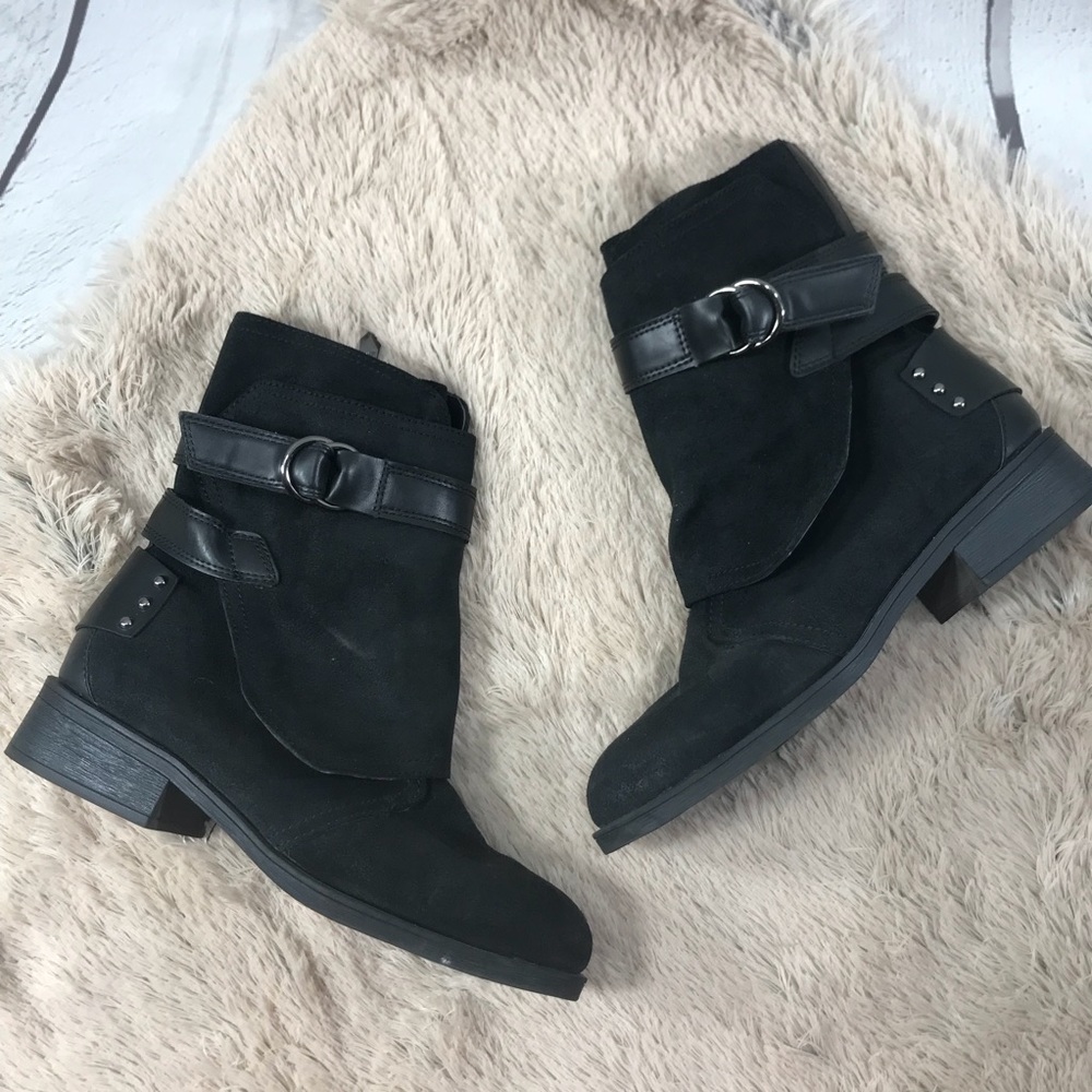 Fergie Black Ankle Suede Bootie Boots